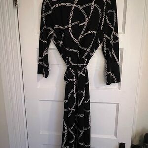 Ann Taylor Black and White Chain Print Dress